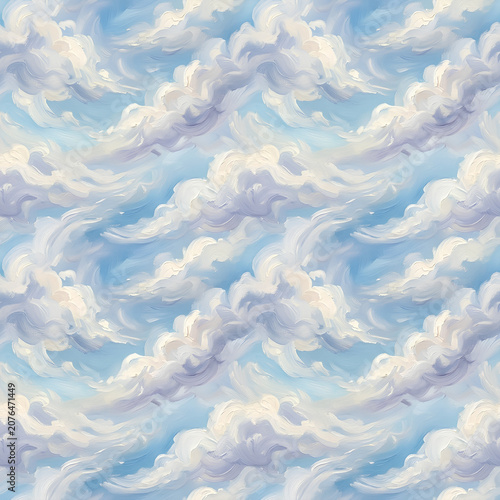 Dreamy Cloud Sky Painting with Soft White Clouds.