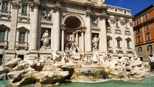 Rome, Italy 09.02.2020: Front views of the Trevi fountain