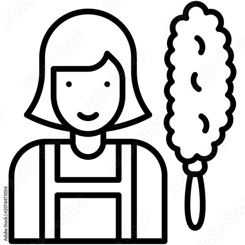 Cleaning Service Maid Housekeeping Worker Icon Vector