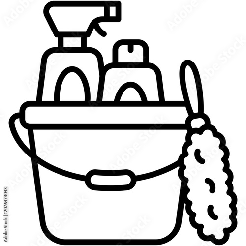 Cleaning Supplies Household Equipment Product Icon Set