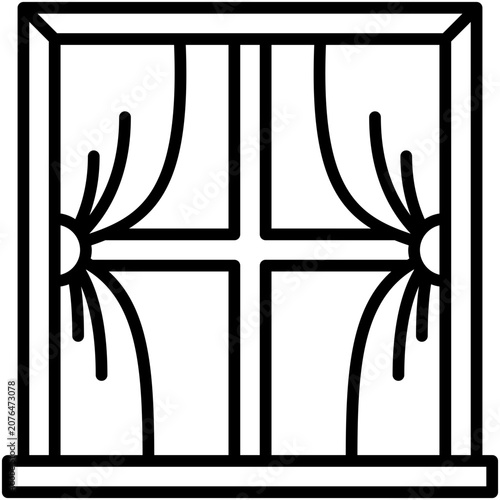 Window Blinds Curtain Interior Home Icon Vector