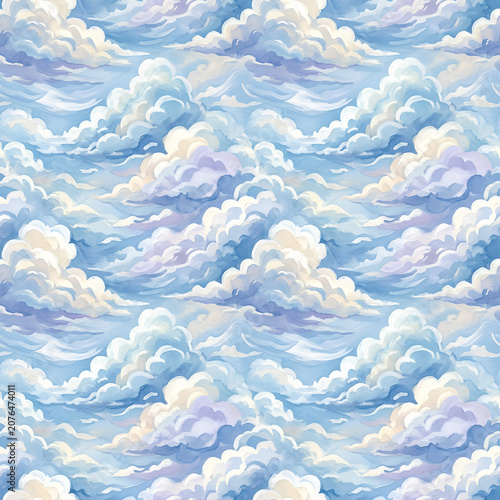 Expansive Sky with Fluffy White Clouds and Gentle Light.