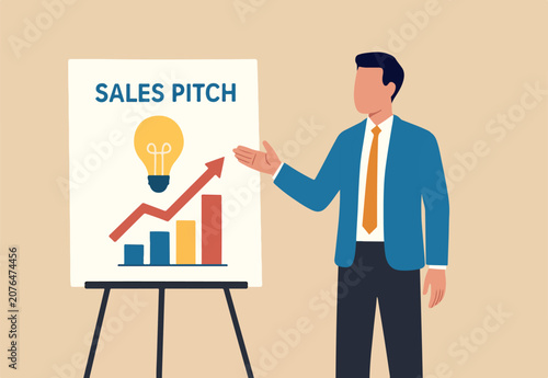 Quadro su tela Sales pitch or presentation for business idea and opportunity, presenting propos