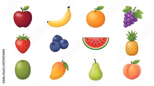 Colorful fresh fruits and berries composition.