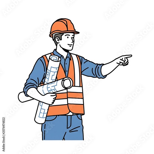 Portrait of a cheerful construction worker in uniform.