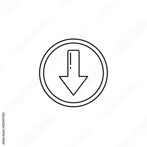 Minimalist circular icon with downward arrow.