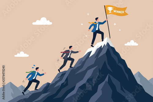 Photography Business competition, businessman compete to win and reach success goal, challen