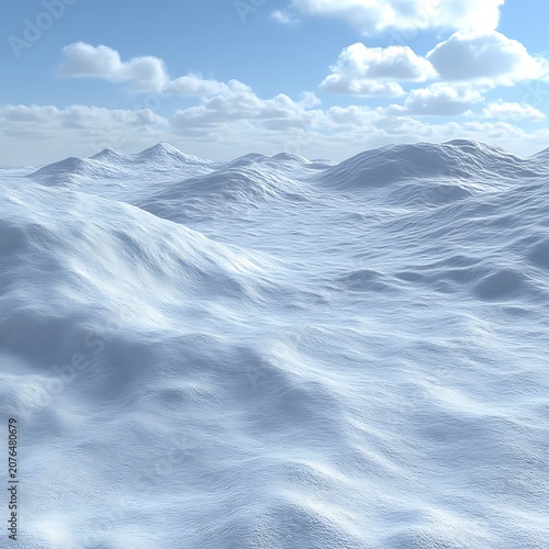 Snow-covered mountain range under a bright sky