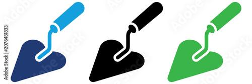 Photos Multicolor Masonry Trowel Icon Set with Filled and Solid Styles for Construction