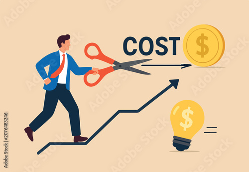 Tableau sur toile Cost reduction, cut expense to increase profit, improve business profitability b