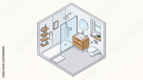 Fotografie Bathroom Interior Design Layout Plan.