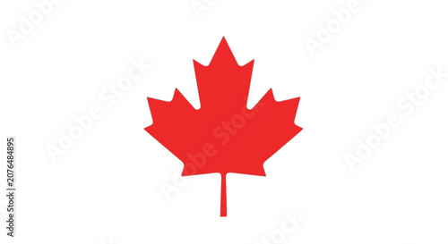 Red canadian maple leaf icon isolated on transparent background, Vector