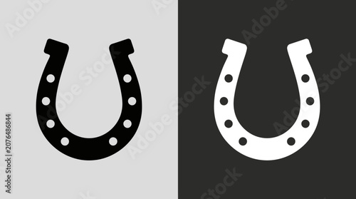 Collection of 2 horseshoe icons on a split background.
