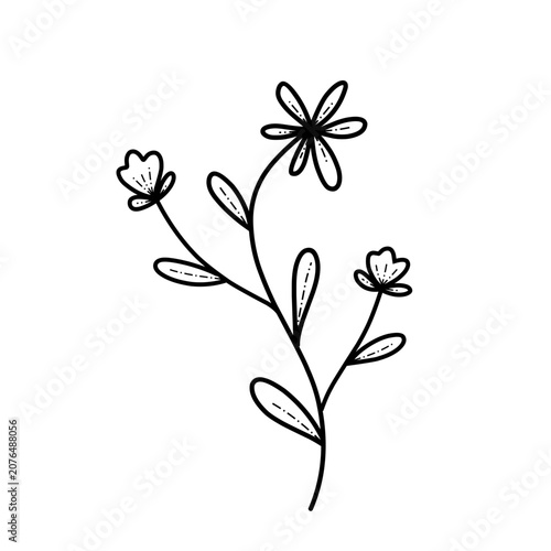 Minimal Floral Outline Icon with Black Line Art Illustration