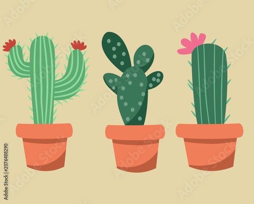 Cute Cartoon Cactus collection illustration