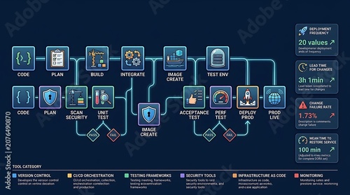 Software development lifecycle and devops pipeline workflow diagram
