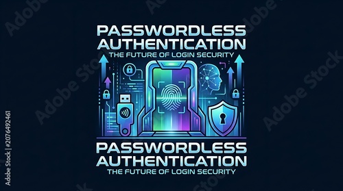Modern biometric login and passwordless authentication concept