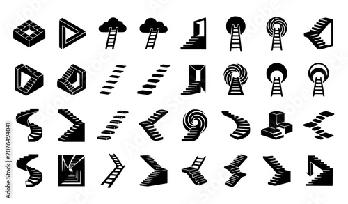 Impossible staircase collection optical illusions and geometric design elements