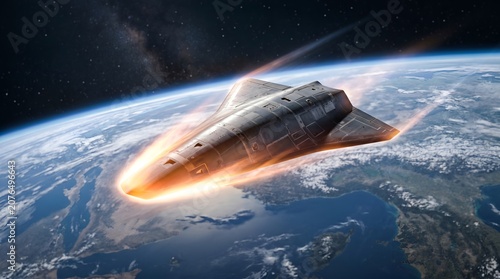 Hypersonic Missile Traveling Through Space Atmosphere
