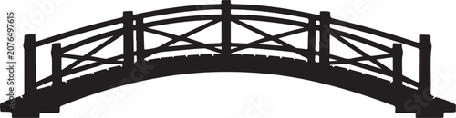 Arched wooden footbridge silhouette vector art