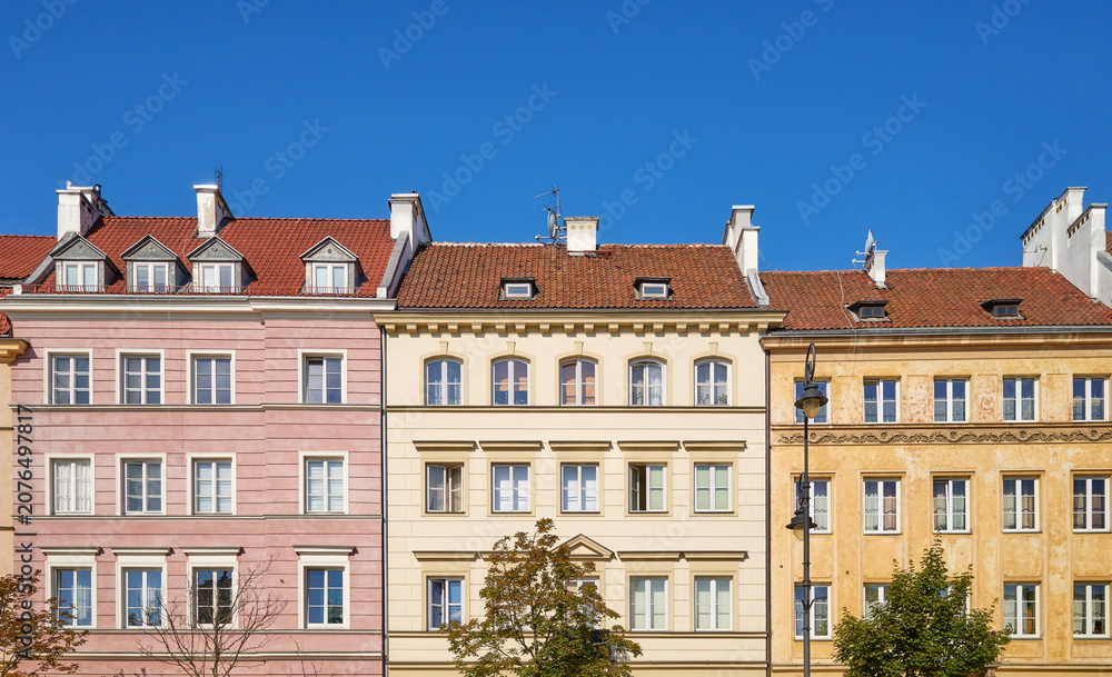 Fototapeta premium A street view of the buildings in Warsaw Old Town, Poland.