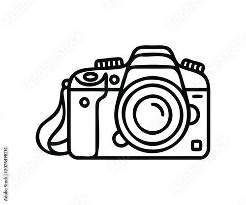 Fotografía PrintTitle: Digital DSLR camera photo journalism equipment outline icon