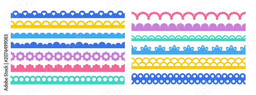 Fotografía Vector lace border featuring scalloped patterns and decorative trim perfect for frames, ribbons, and elegant design elements with seamless vintage textile texture