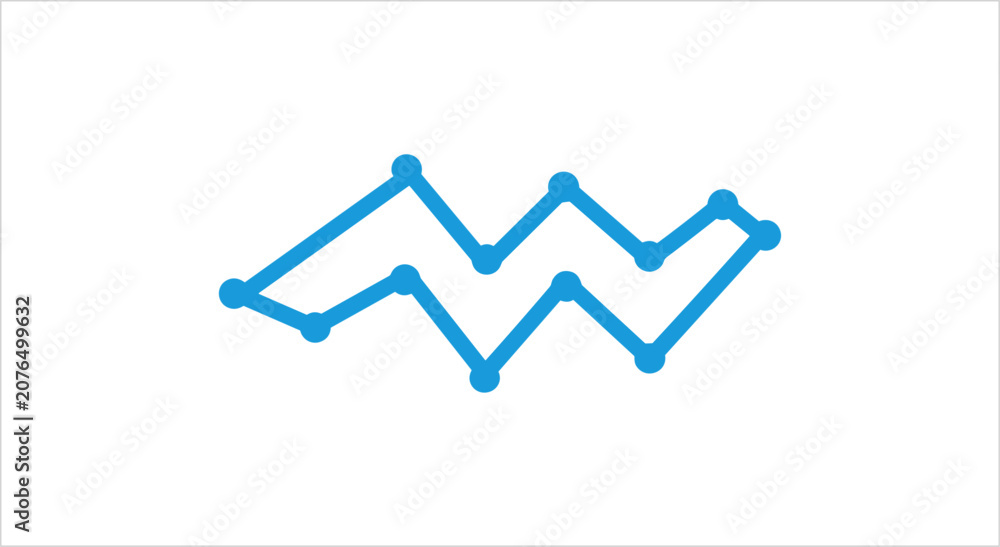 Fototapeta premium Abstract blue line graph with connected dots symbolizing data trends.