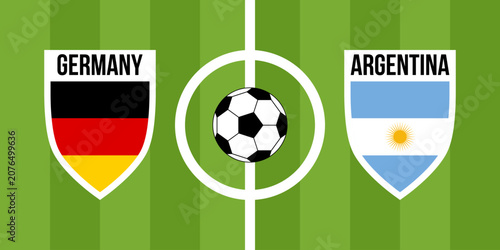 Quadro em tela germany vs argentina teams shield shaped national flags, international teams gam