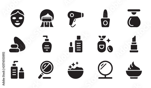 Schilderij op canvas Beauty and skin care icons set