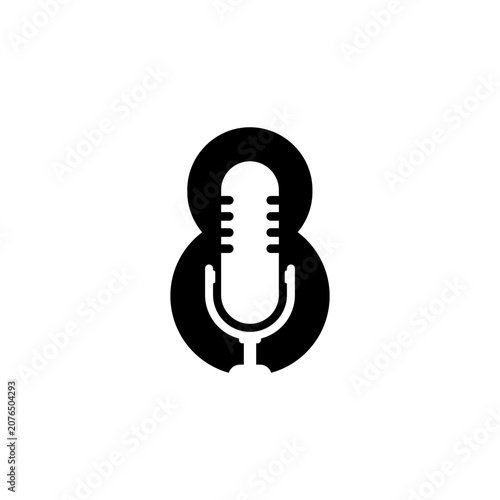 Creative Number Eight Microphone Logo Vector