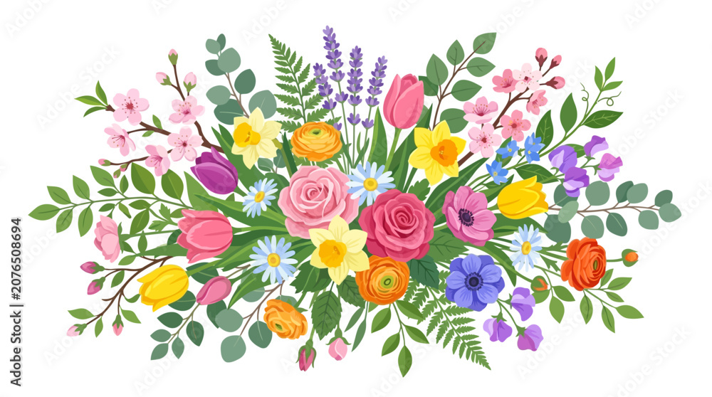 Fototapeta premium Vibrant Spring Flower bouquet, Floral Arrangement, Nature beauty