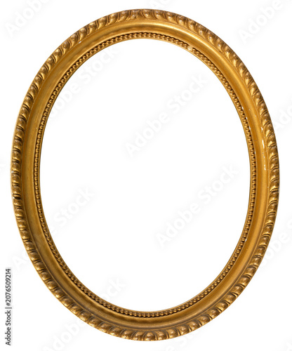 Canvastavla oval gilded old picture frame with transparent background (png image)