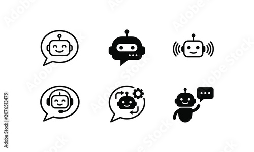 Chatbot and artificial intelligence assistant character set.