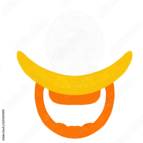 Yellow and orange baby pacifier binky illustration on white background