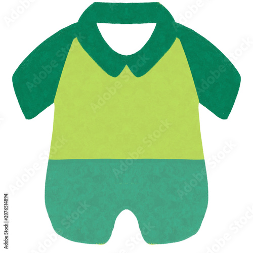 Green baby romper bodysuit outfit illustration for infants