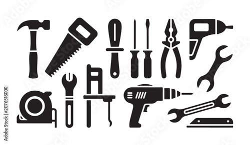 Professional carpentry and repair hand tools collection for home renovation and maintenance.