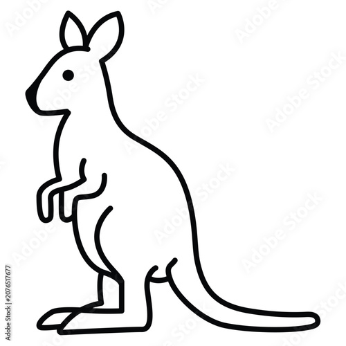 Simple Line Art Drawing of a Kangaroo Vector
