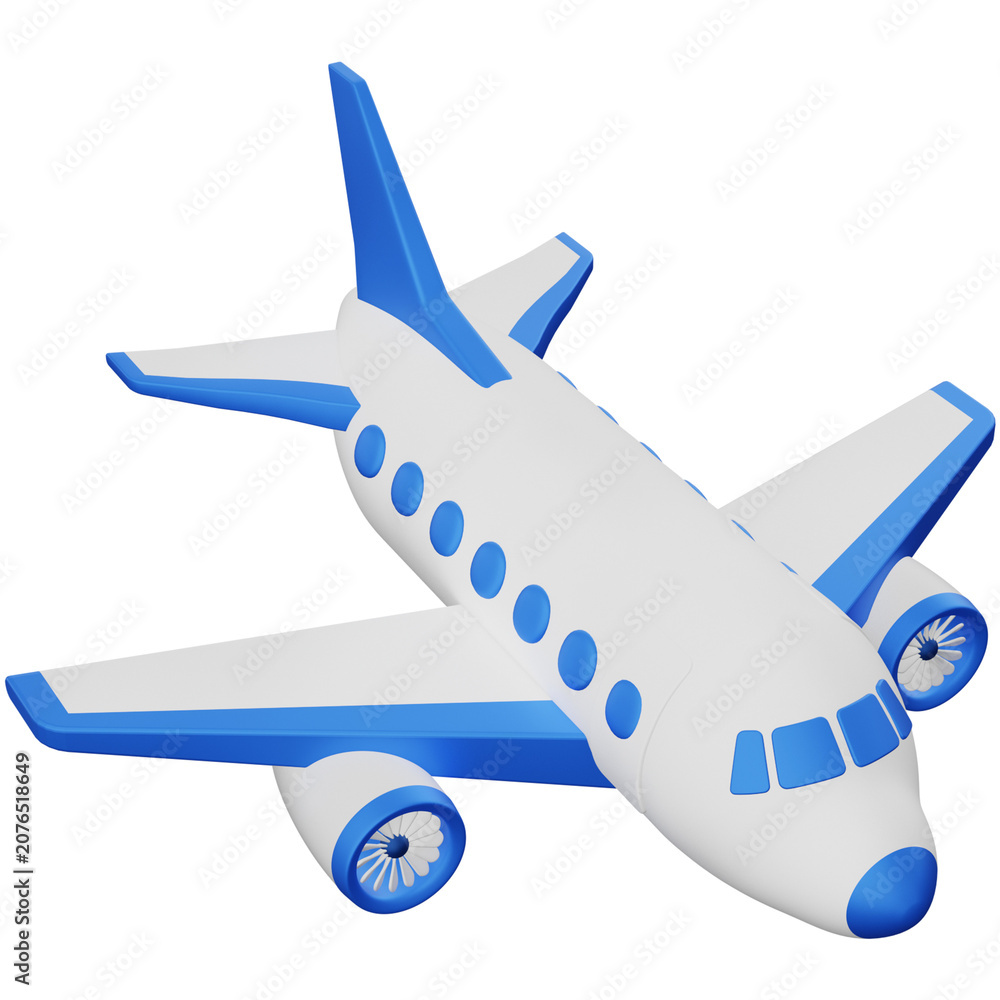 Naklejka premium Airplane travel 3d rendering icon