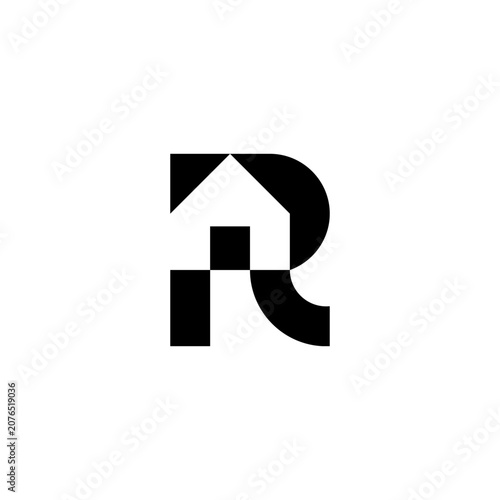 Modern Letter R House Monogram Logo Vector
