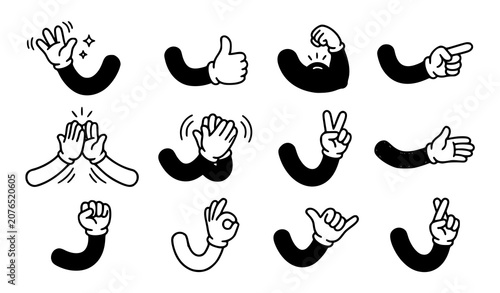фотографія Cartoon Arm Gesture Collection with Funny Hand Pose Vector Set