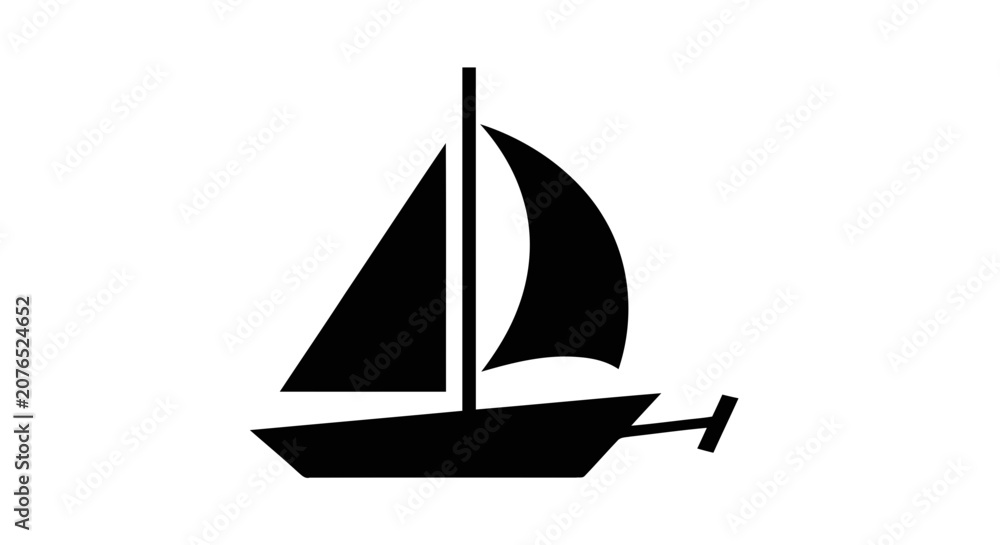 Fototapeta premium Vector illustration of sailboat silhouette icon vector illustration on a transparent background