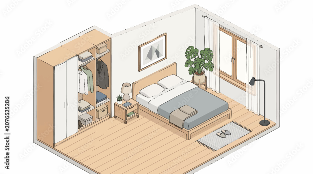 Φωτογραφία Interior Design Bedroom Furniture Layout.