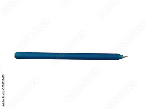 A single blue ballpoint pen placed horizontally for office and school supply designs isolated on transparent background