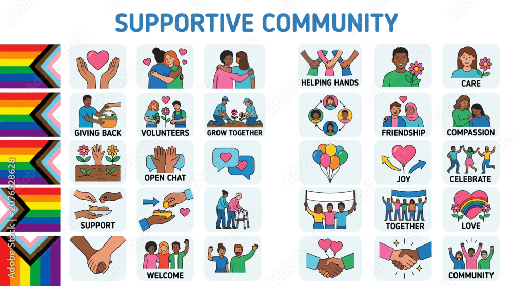 Fototapeta premium Supportive Community Icons Diversity, Inclusion, and Connection for a Better Society