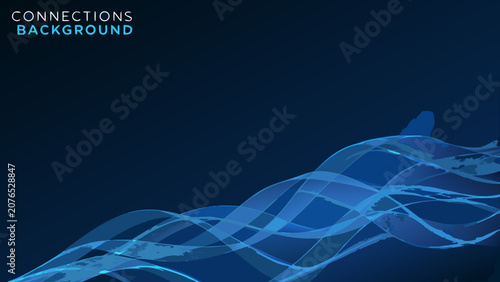 Blue flowing wave pattern with layered lines creates a dynamic abstract background curve flow graphic line motion