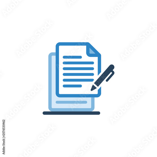 Document and Pen Icon - Signing Paperwork or Writing Notes
