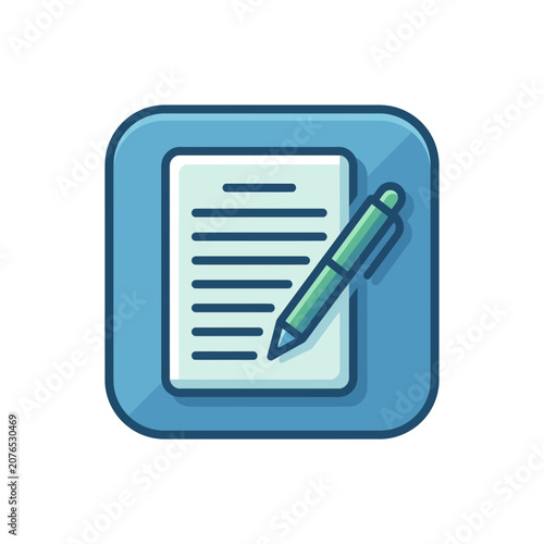 Document Writing Icon: Pen and Paper Illustration