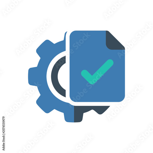 Document with Checkmark and Gear Icon: Project Completion and Success