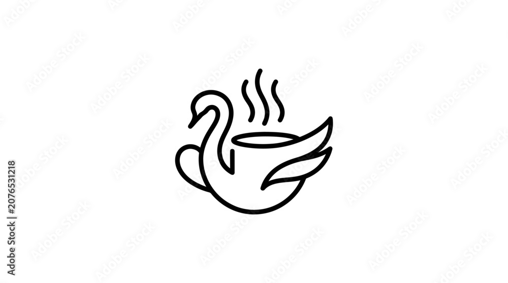 Obraz premium Minimalist swan coffee cup logo design.